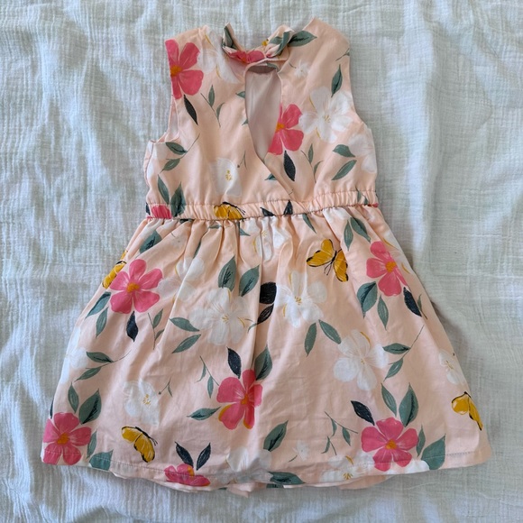 Carters Floral Dress - Peach - Tulle Lining - Bow Detail - Size US 2T/2A - Picture 2 of 4
